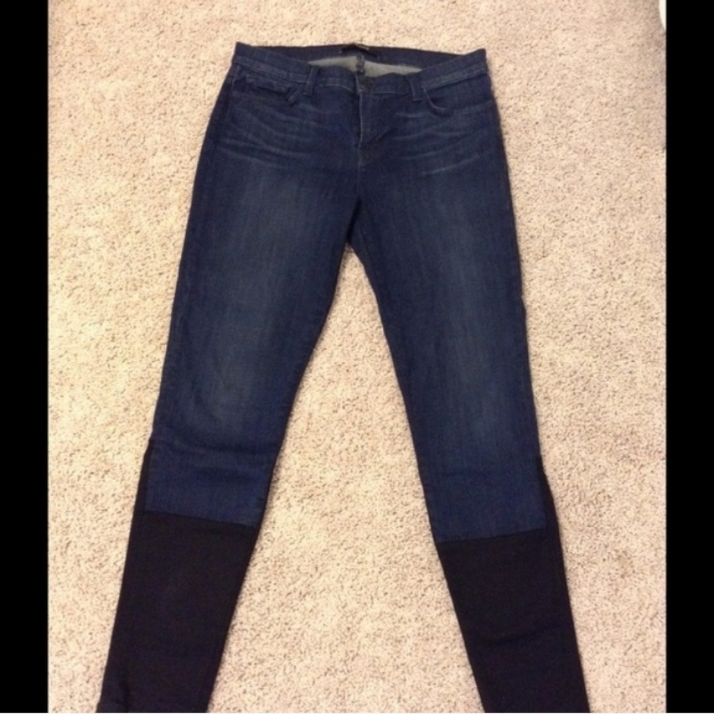 J Brand skinny jeans with black color block detail